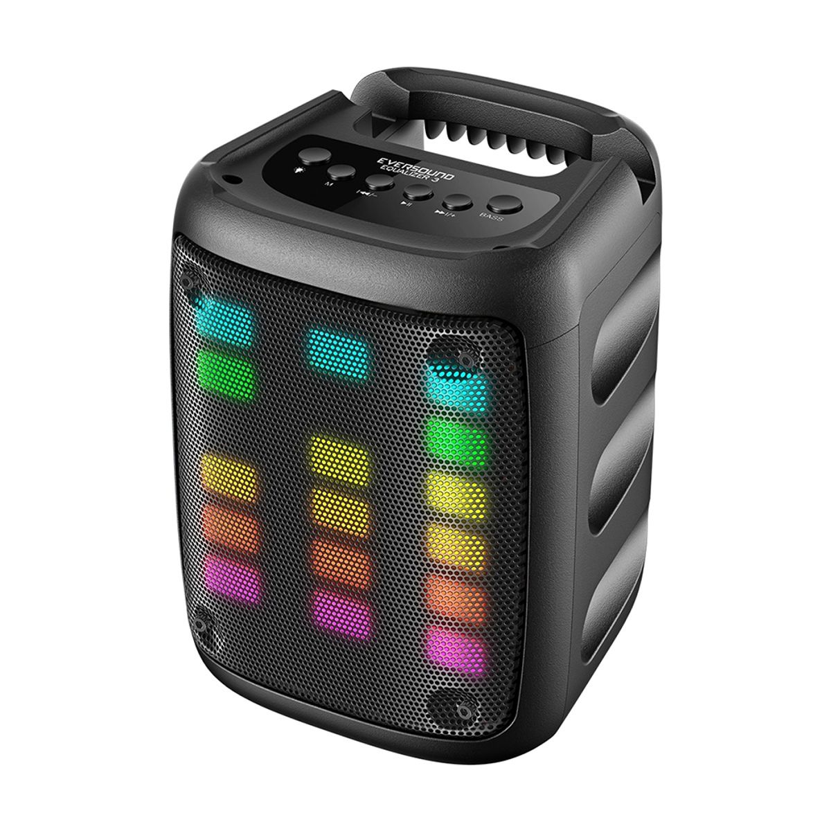 EVERSOUND - Parlante Portatil Eversound modelo EQUALIZER - BT LED RGB FM USB