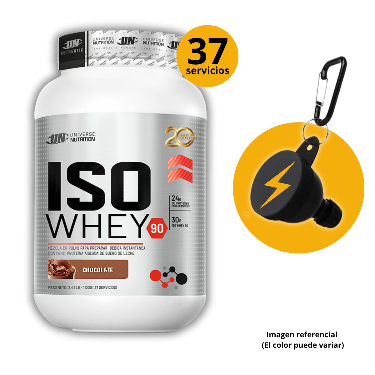 UNIVERSE NUTRITION - ISO WHEY 90 DE 1kg CHOCOLATE CON PORTASUPLES - PROTEÍNA ISOLATADA