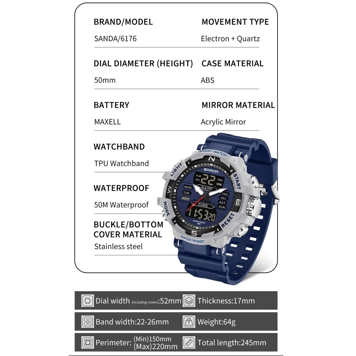 SANDA - RELOJ PARA HOMBRE MARCA SANDA 6176