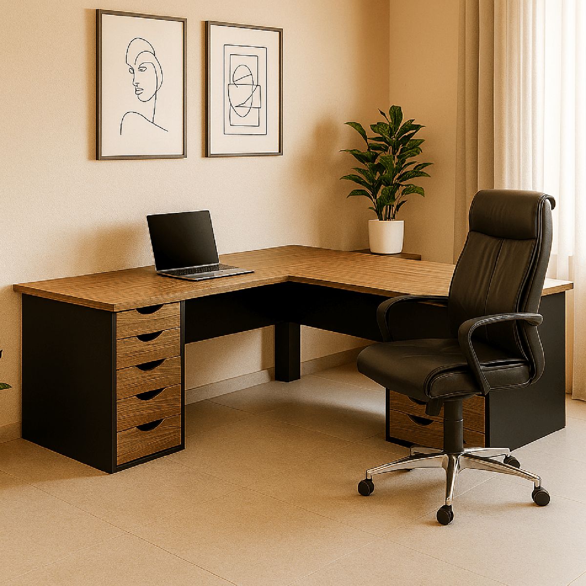 MUEBLES CRISOSTOMO - Escritorio en L Gerencial Caramelo 180cm