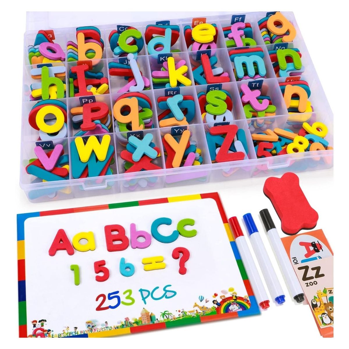 GENERICO - Set Didáctico Pizarra y Letras Magnéticas Coloridas - 253pcs