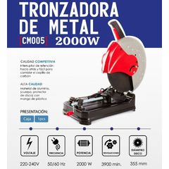 Feider F2000TM-4 - Tronzadora De 2000W Y 355mm | Potente Y Eficaz Para Metal Y Acero | Disco Incluido | Cortes Precisos En Materiales Redondos, Cuadrados Y Planos