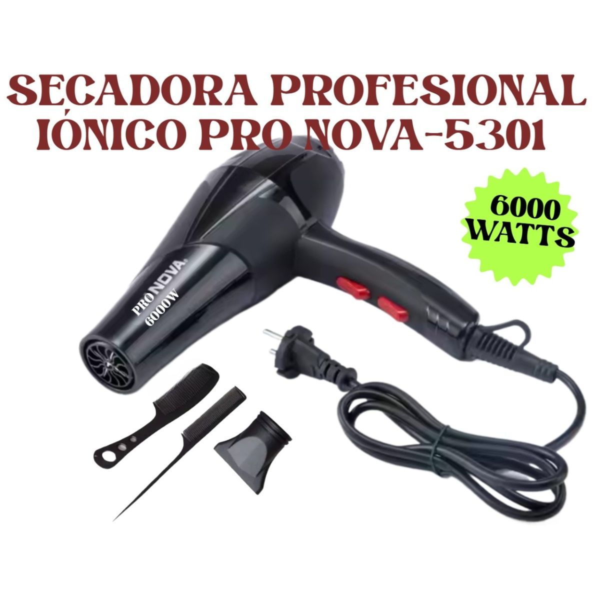 GENERICO - SECADOR CABELLO PROFESIONAL PREMIUM PRO TECNOLOGÍA IÓNICO 6000W