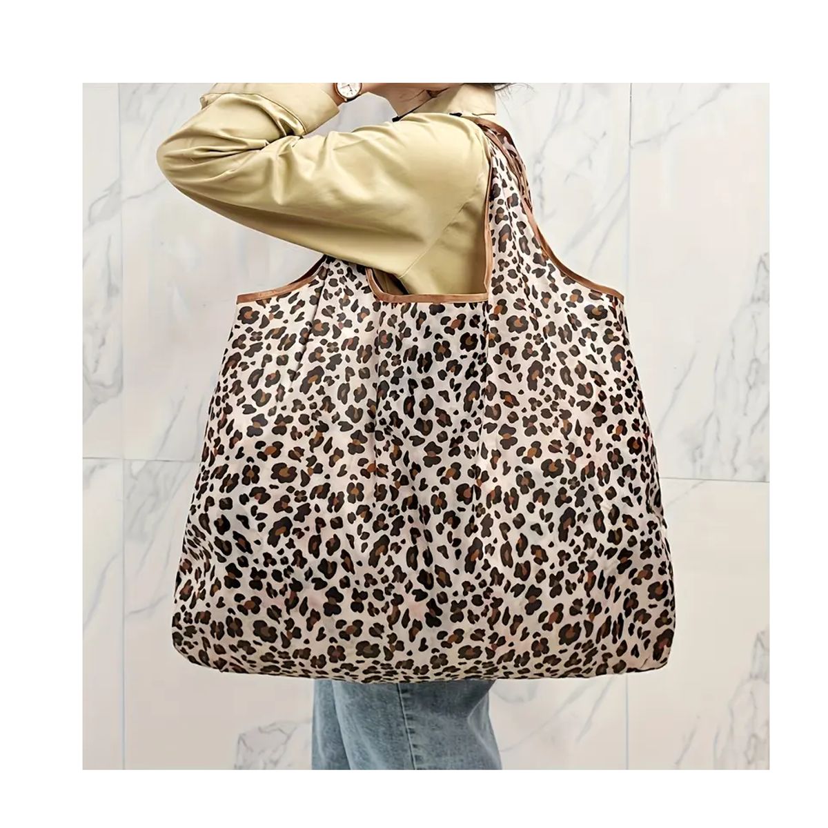 MORITA BAG STORE - BOLSO NYLON LAVABLE Y PLEGABLE ESTAMPADO DE LEOPARDO PARA DAMA