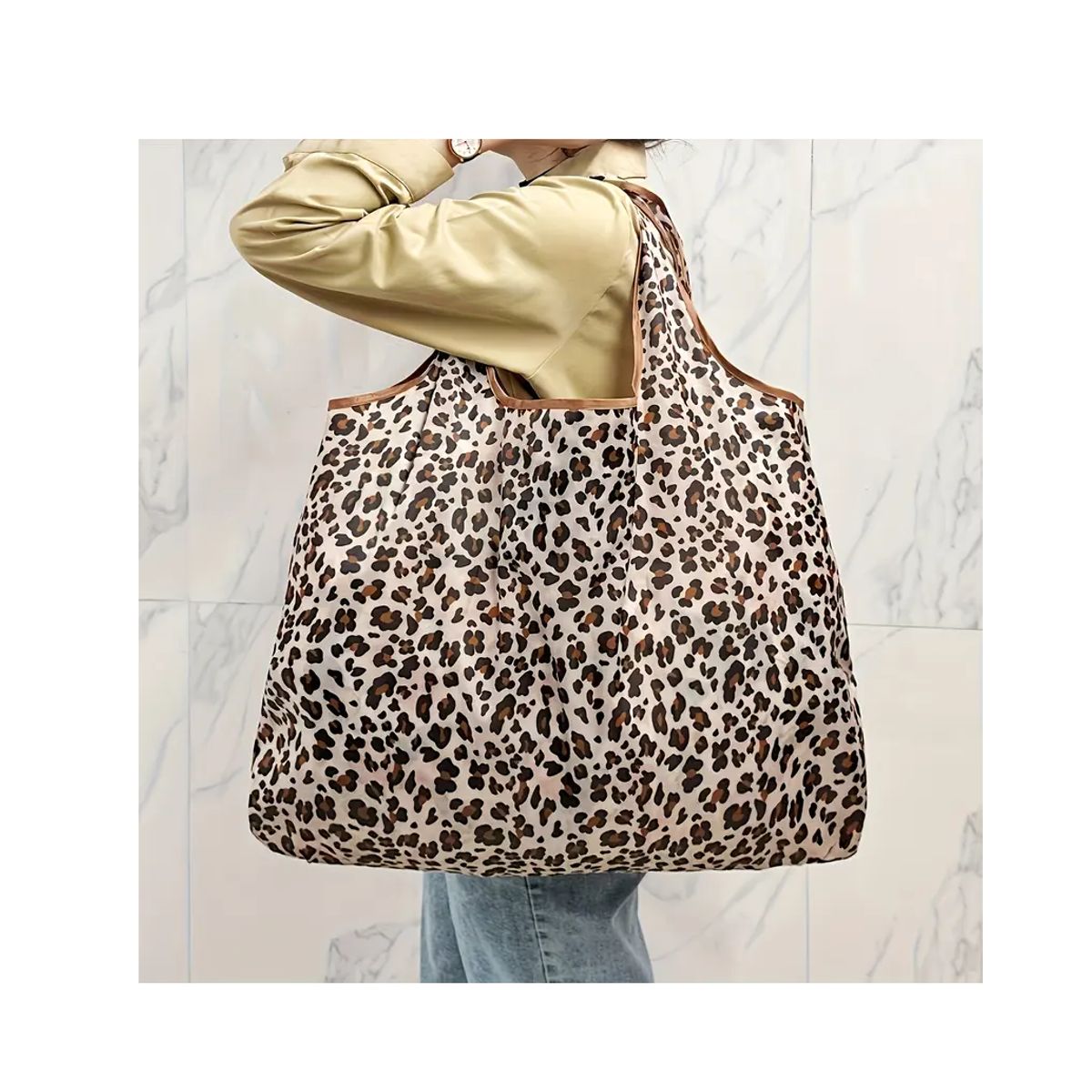 MORITA BAG STORE - BOLSO NYLON LAVABLE Y PLEGABLE ESTAMPADO DE LEOPARDO PARA DAMA