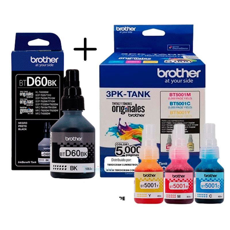 BROTHER INTERNATIONAL - Tinta Brother BT5001 y BTD60BK Original