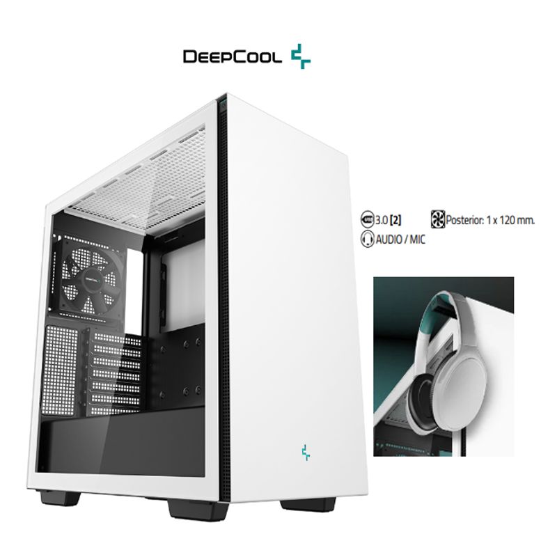 DEEPCOOL - Case CH510 WH •Placa Base Mini-ITX  M-ATX  ATX  E-ATX DeepCool