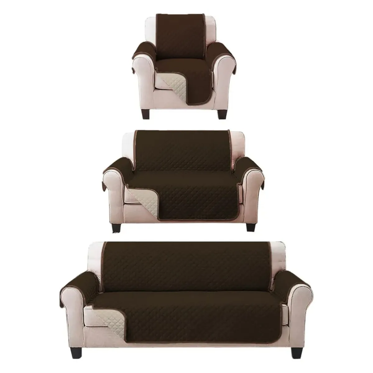 GENERICO - Set Cobertor Para Muebles 3+2+1 - Reversible - Impermeable - ajustable