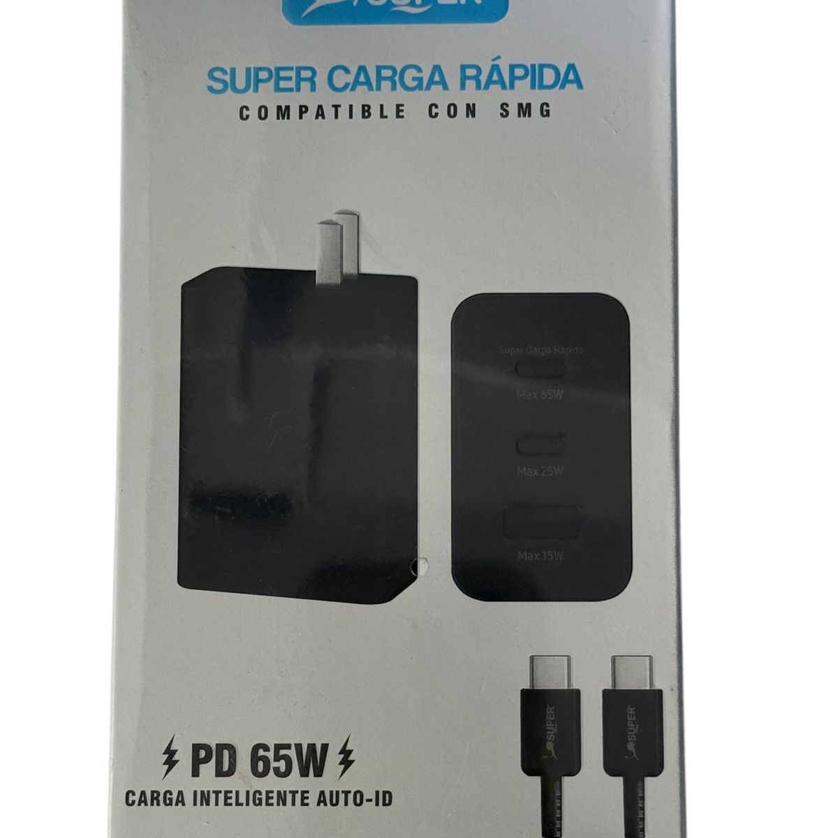 SUPER - Cargador Super 65W Tipo C con Cable - Carga Rápida