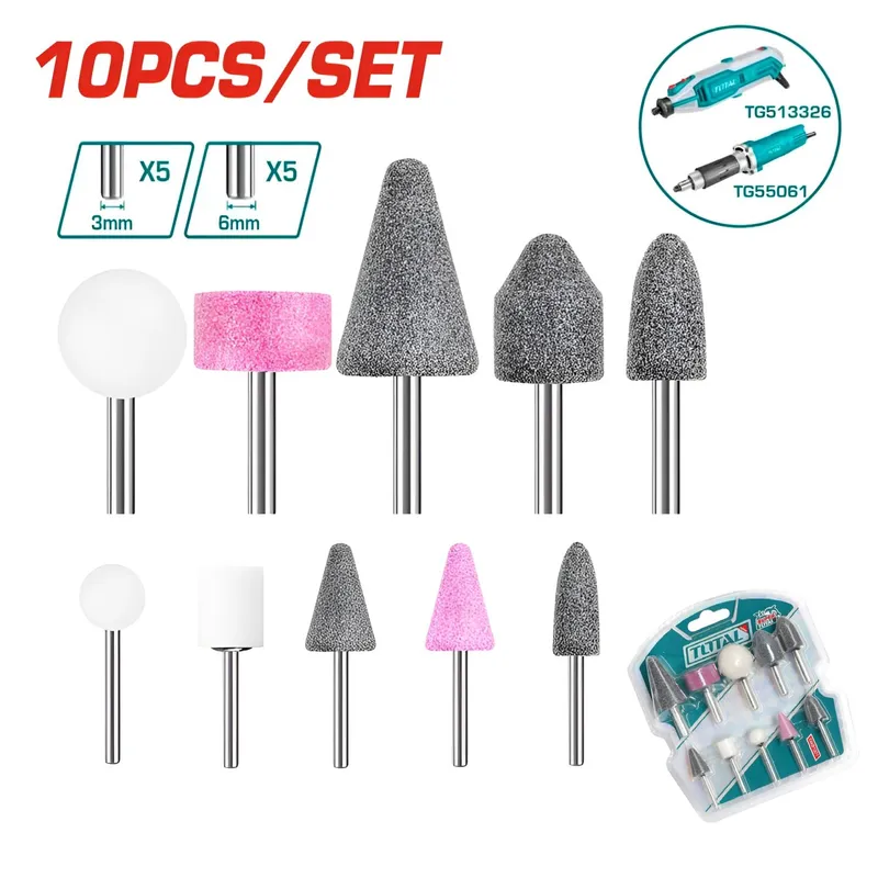 TOTAL TOOLS - Juego De Piedras 10pcs Para Multiuso Y Rectificadora Total - Takb1001