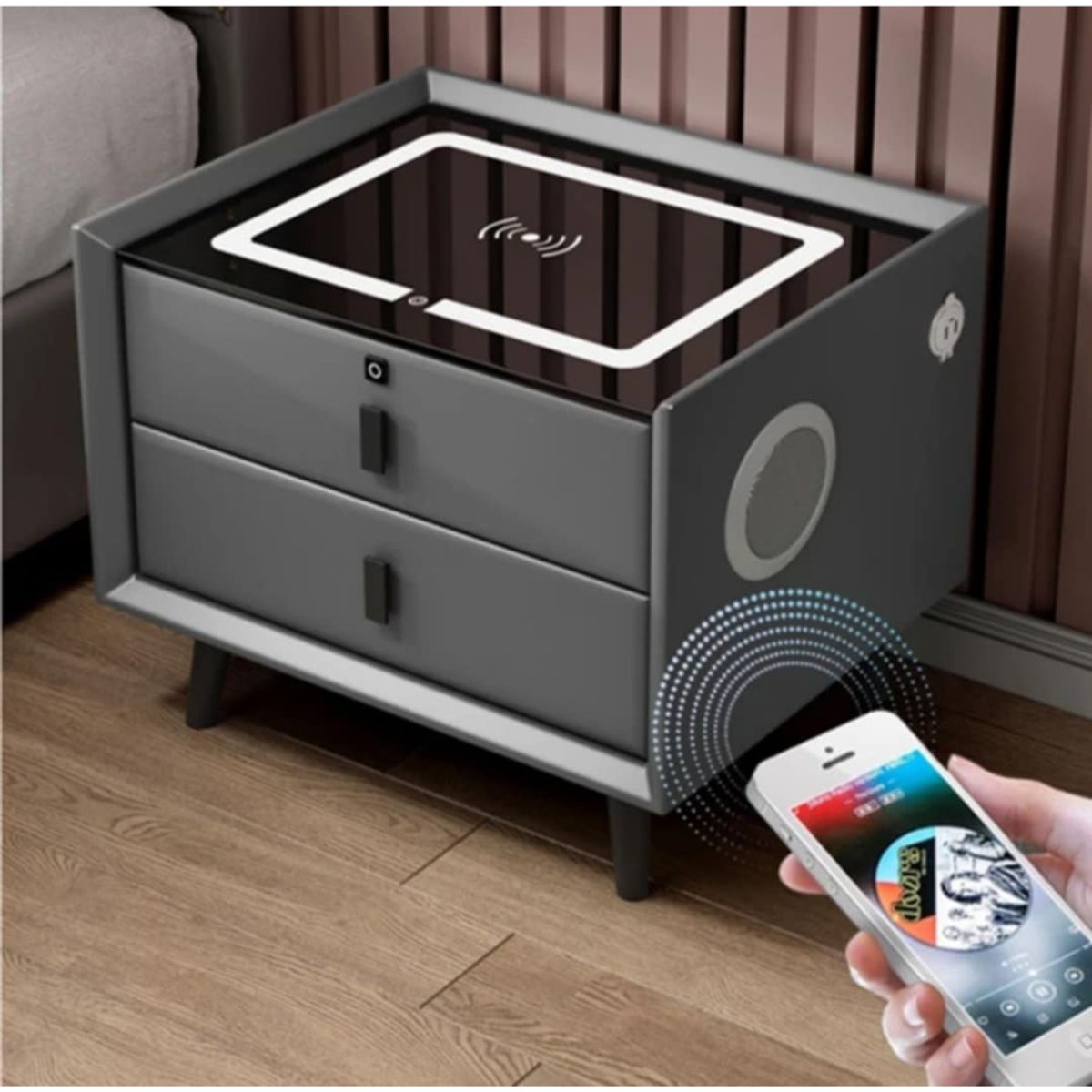 GENERICO - Mesa de Noche Velador Smart con USB Carga Inalambrica y Parlante