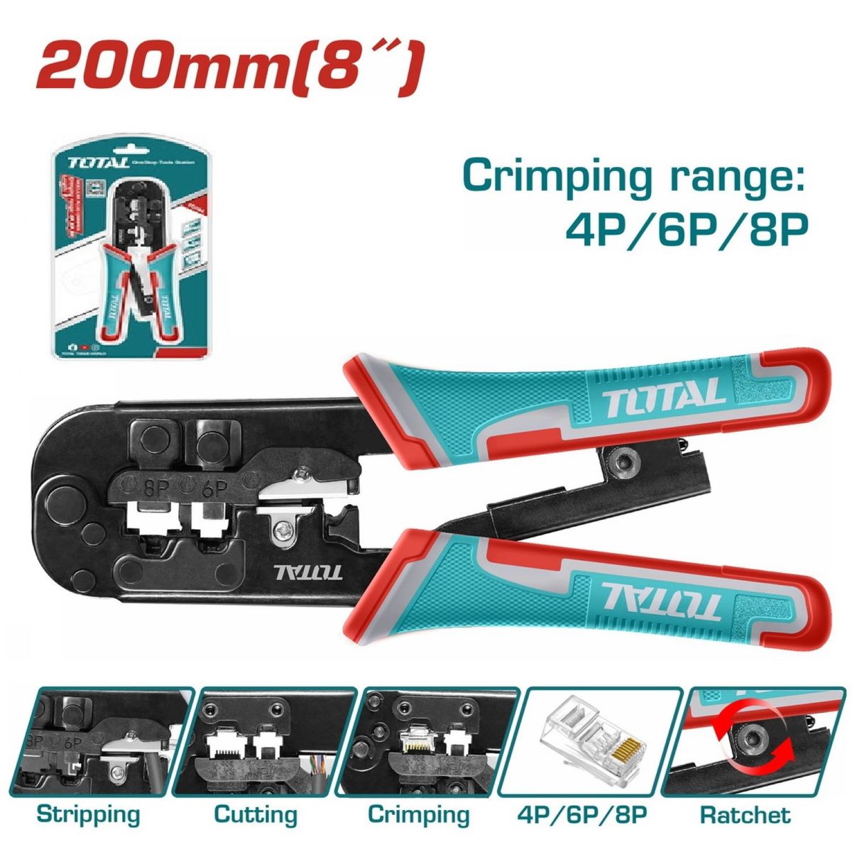 TOTAL TOOLS - Pinza Crimpadora Pesada Total - TMPCN5468R