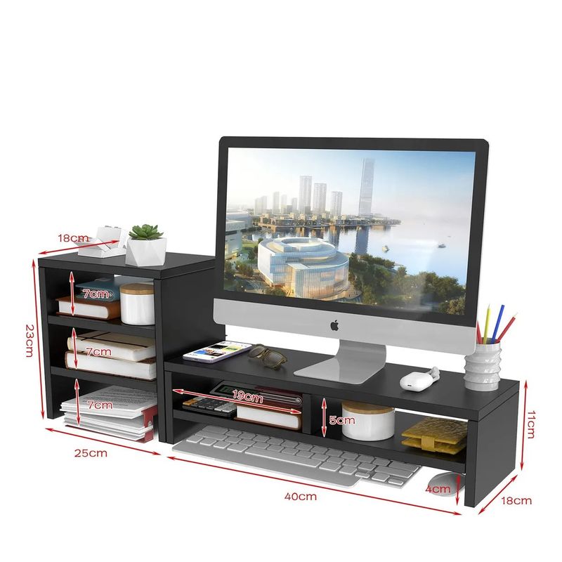 ANYHOGAR - Soporte Monitor Con Estante Almacenamiento De 3 Niveles