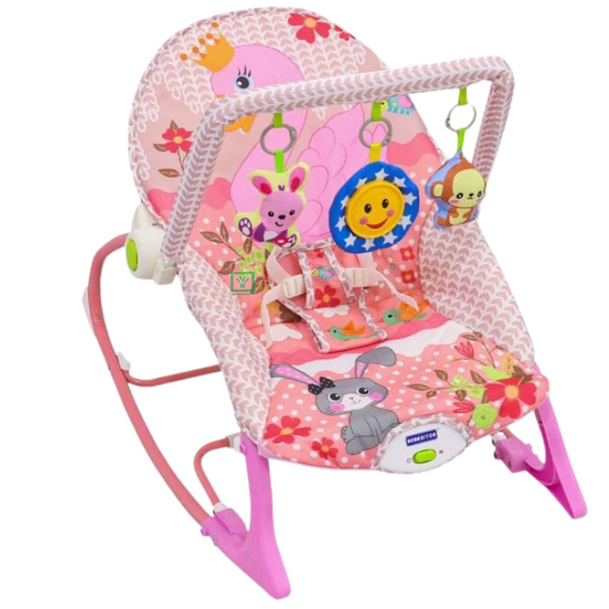 IDEAL BABY & KIDS - Mecedora para Bebes Musical y Vibrador Cisne Rosado