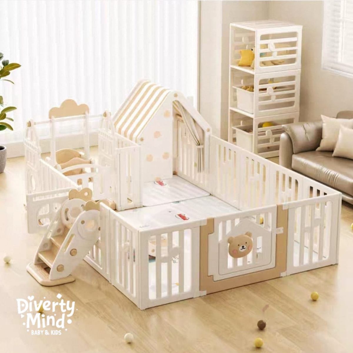 GENERICO - PARQUE INFANTIL BABY BEAR CON TAPETE REVERSIBLE 180 X 200 CM