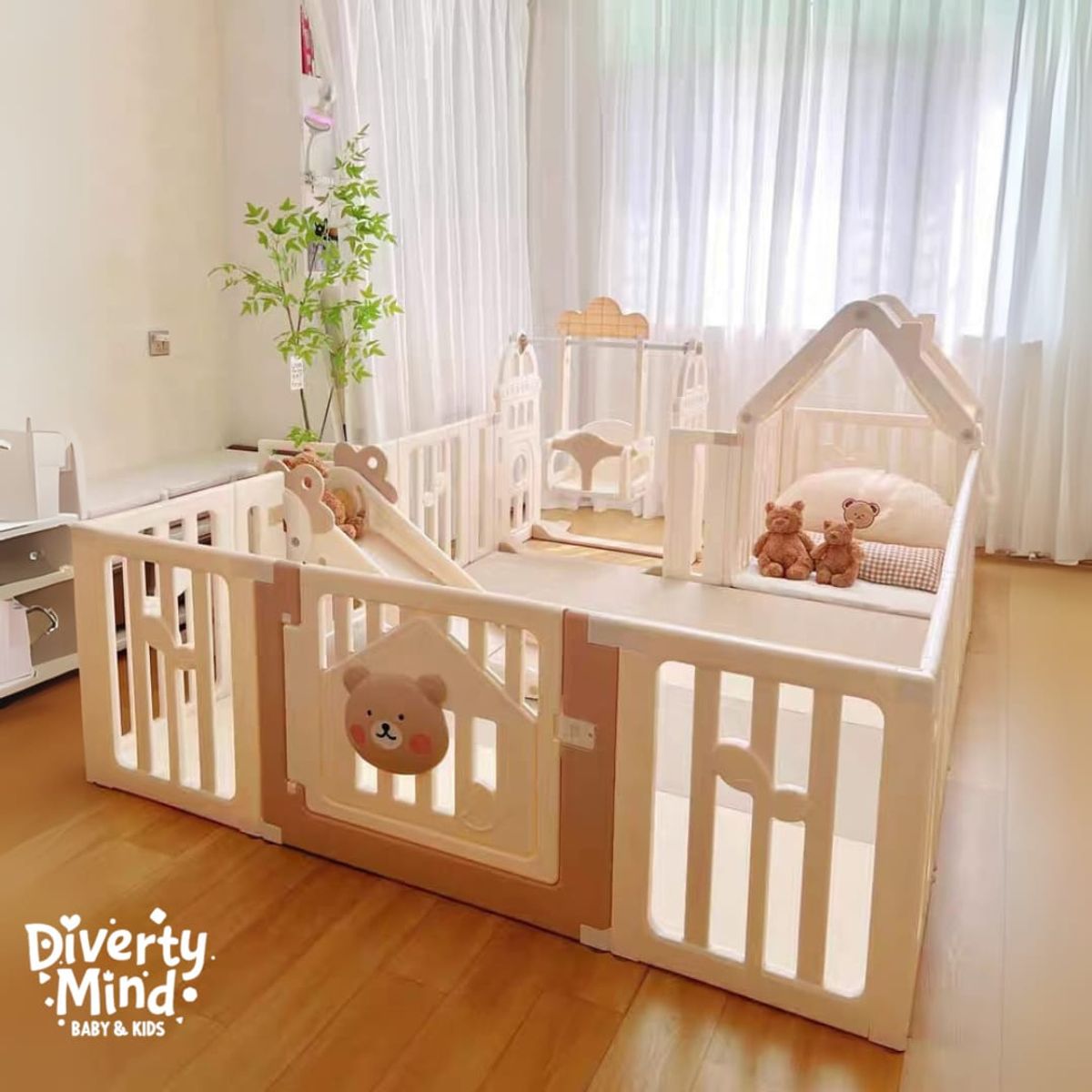 GENERICO - PARQUE INFANTIL BABY BEAR CON TAPETE REVERSIBLE 180 X 200 CM