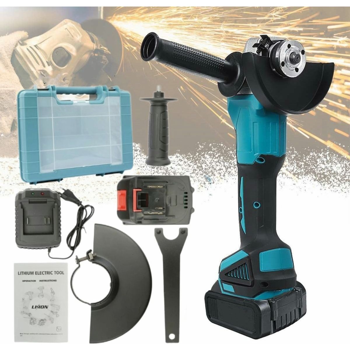 QUICK - Esmeril Angular Inalámbrico 18v 2000w Bateria Cargador