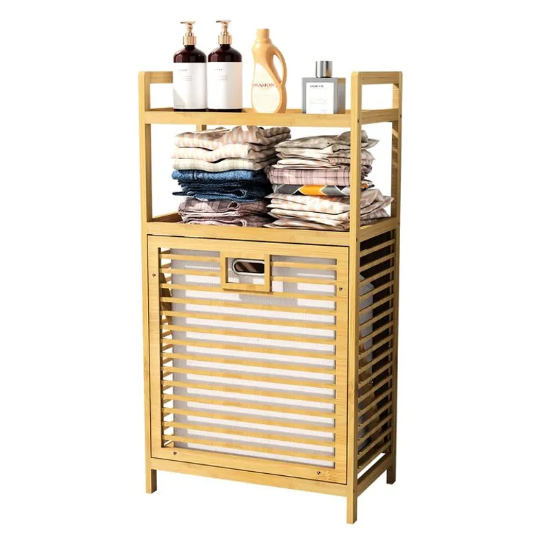 ANYHOGAR - Cesta Canasto De Ropa Sucia Con Soporte De Bambú