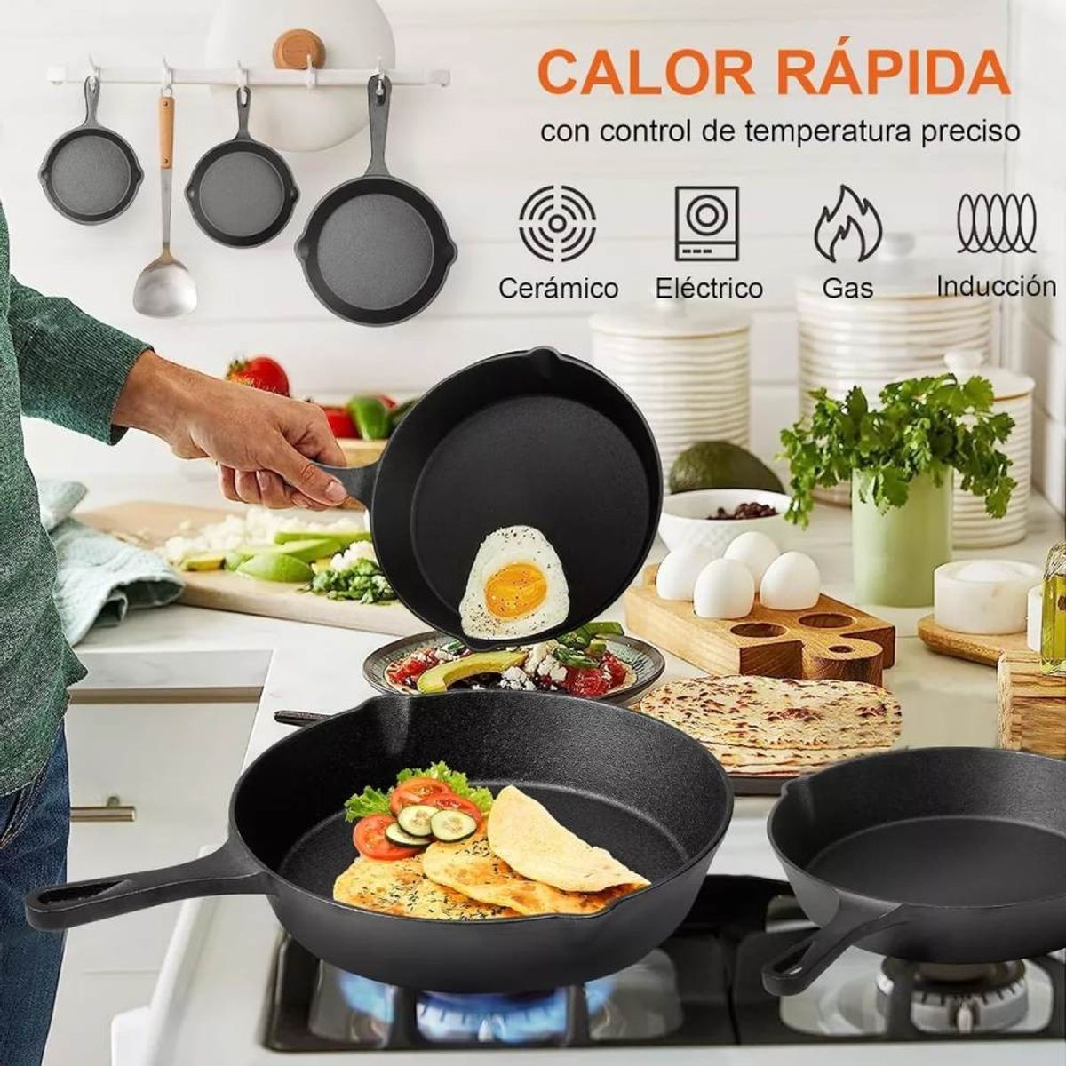 U BUY - Sartenes De Hierro Fundido Juego De Sartenes 5 Piezas