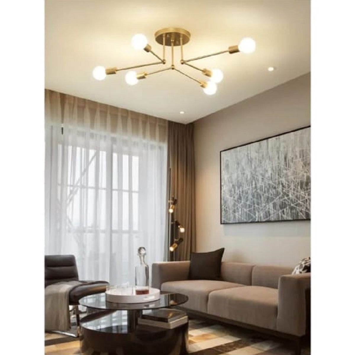 GENERICO - Lámpara de techo Venecia dorado  INCLUYE 6 focos.