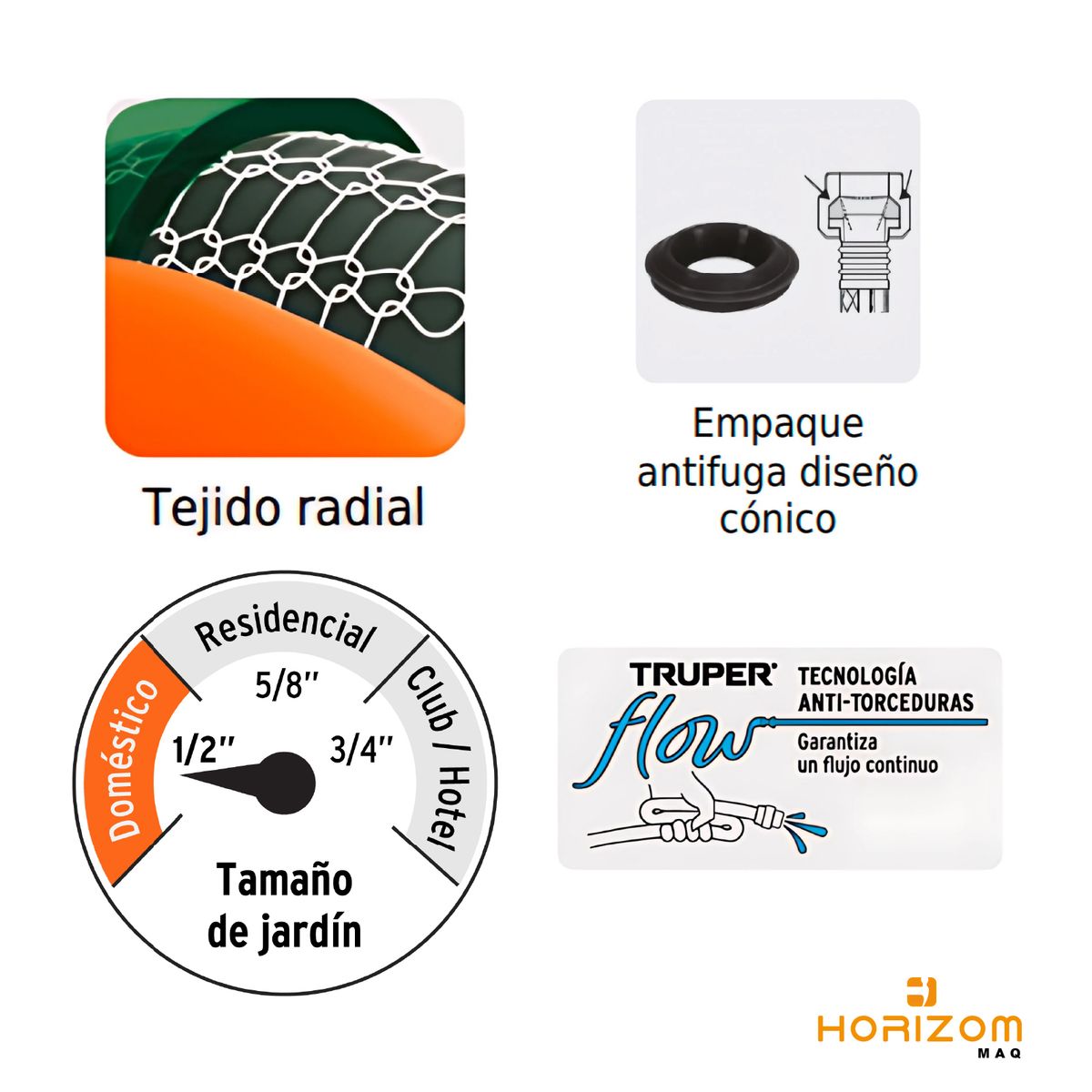 Truper - Manguera Truper 1/2" 10 metros reforzada 3 capas