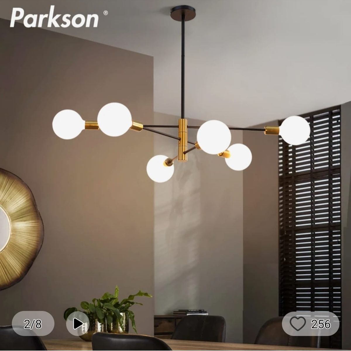 GENERICO - Lámpara Colgante MIranda negro con dorado 6 Luces, Focos