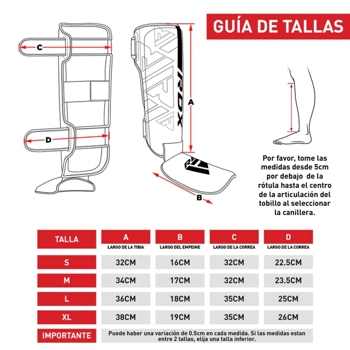 RDX - Canilleras con Empeine para Muay Thai y MMA Kara F6 Azul - L