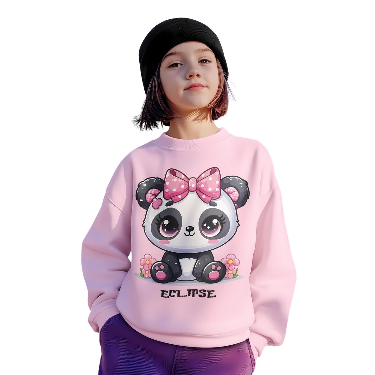 GENERICO - poleras niña franelado rosado oso panda kawaii