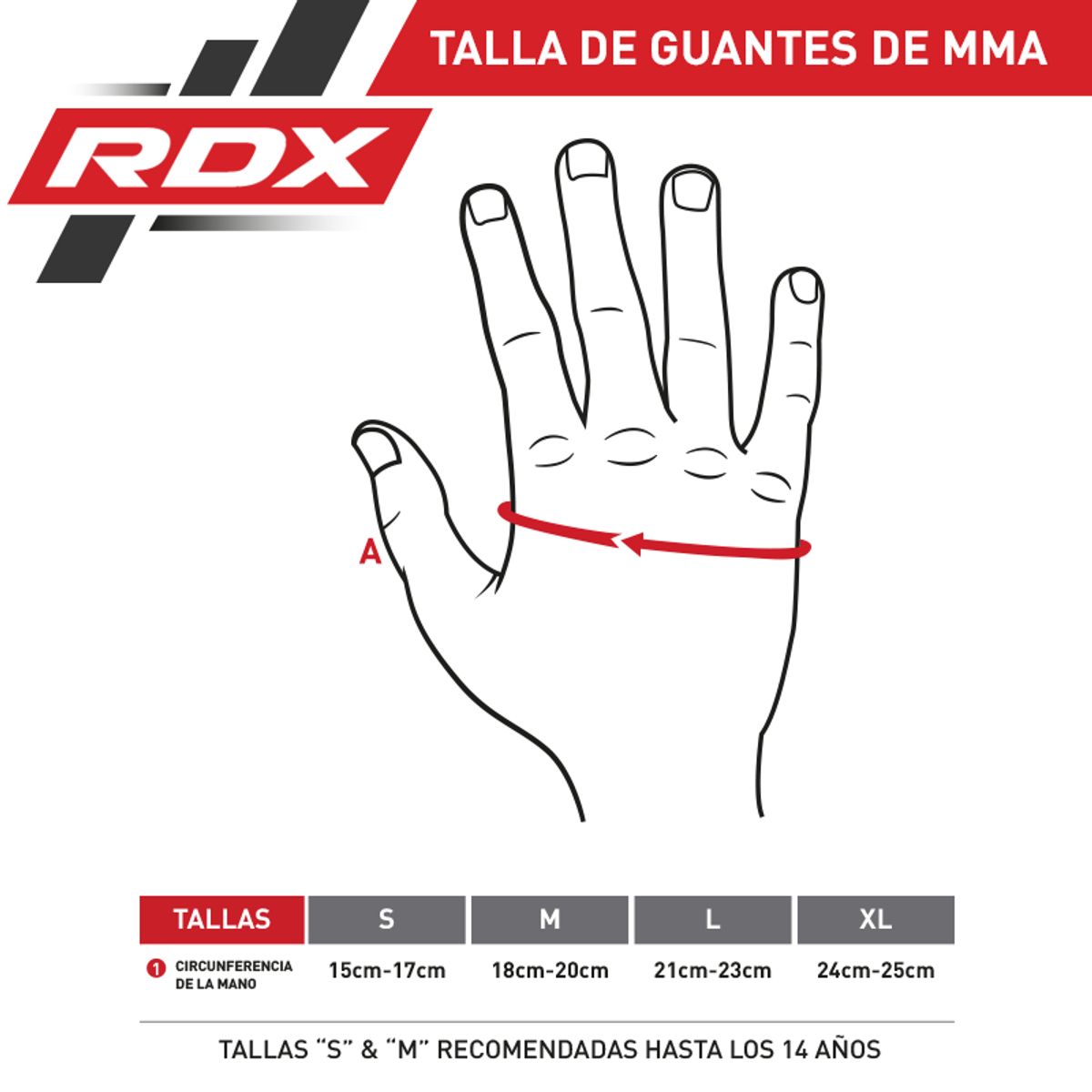 RDX - Guantes de MMA y Grappling F12 Negro - L