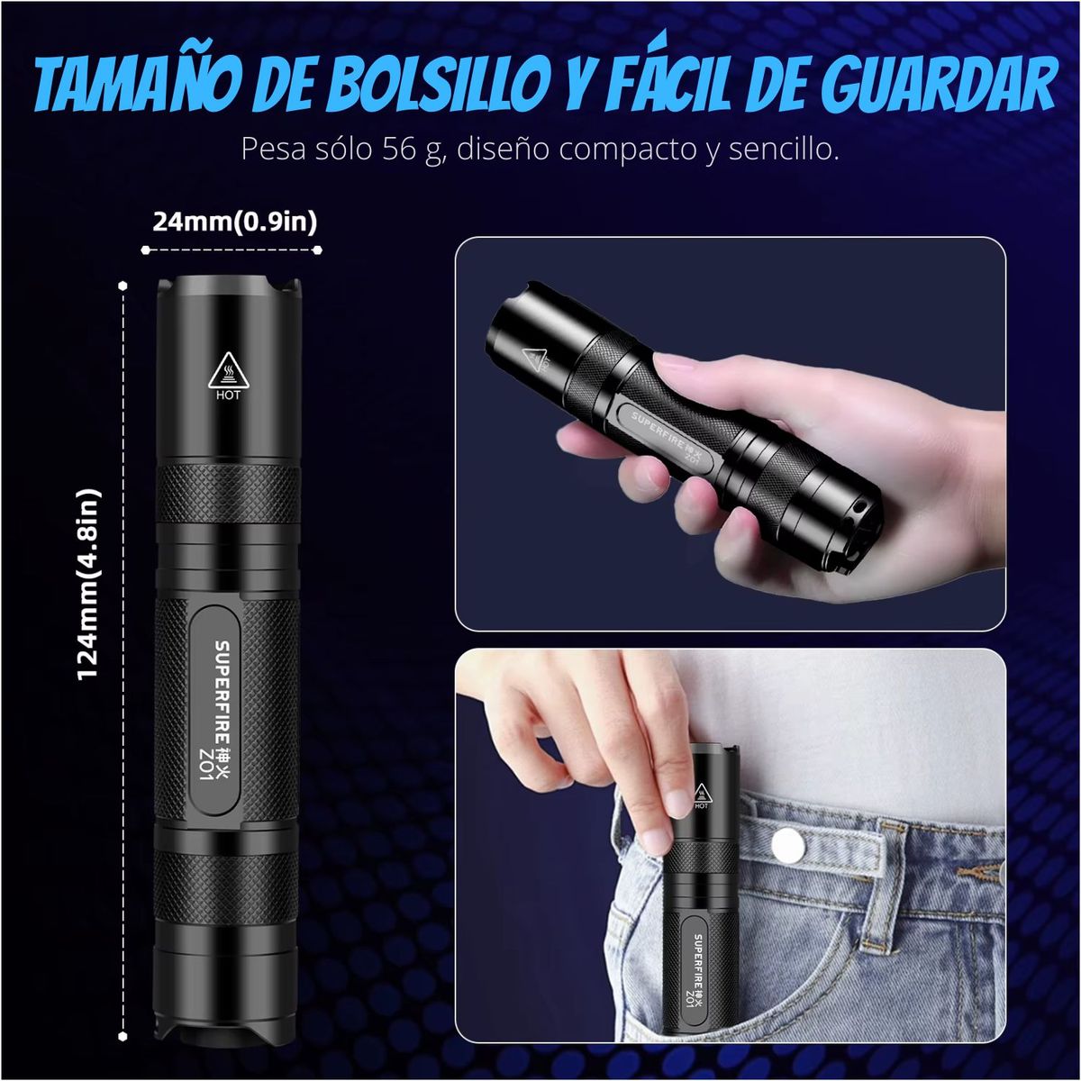 Superfire Z01 Linterna UV Profesional 365nm  Aluminio e IP44, marca OEM - Foto 2