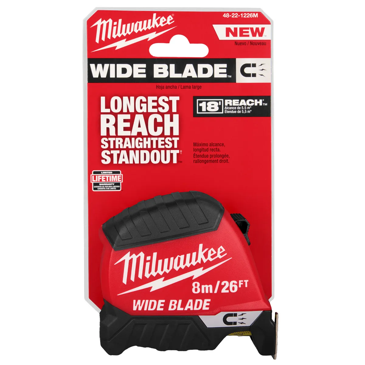 MILWAUKEE - WINCHA MAGNETICA DE 8 METROS 48-22-1226M WIDE BLADE MILWAUKEE
