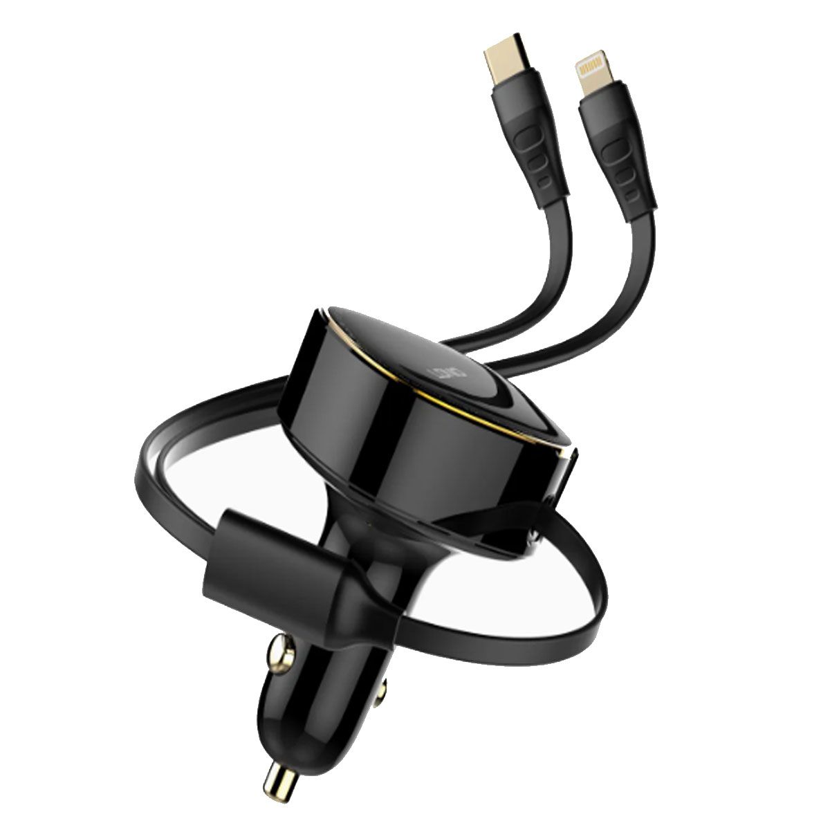 LDNIO - Cargador de Auto 30W LDNIO C107 con Cable Retráctil Lightning y Tipo-C