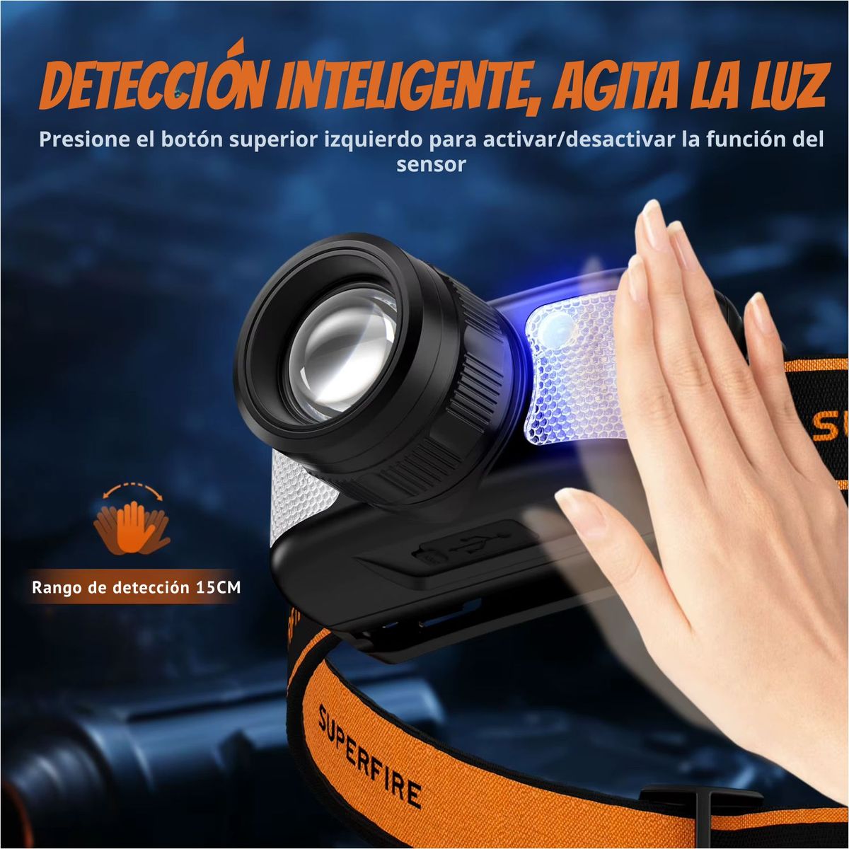 OEM - Linterna De Cabeza HL91 Superfire Recargable Sensor Y Zoom