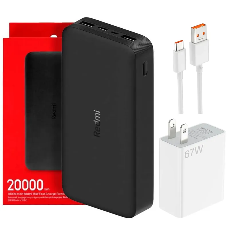XIAOMI - Xiaomi Power Bank 20000 mAh 18W + Cargador Xiaomi 67W