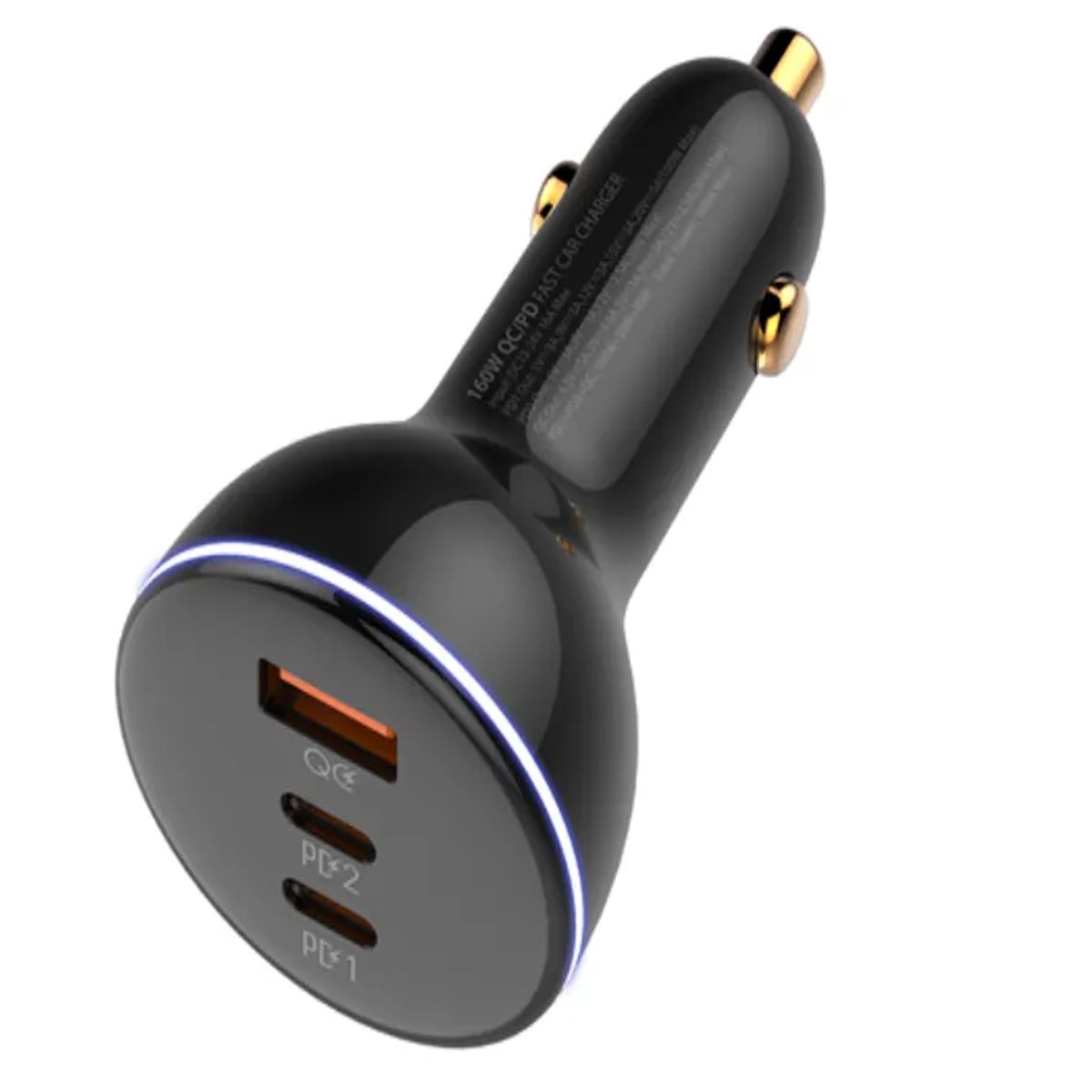 LDNIO - Cargador de Auto 160W LDNIO C102 1 USB + 2x USB-C Incluye Cable Ligthning