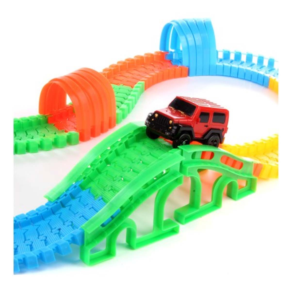 RYBIU IMPORT - Pack2 Pista con Rieles Flexibles y Carro en Multicolor