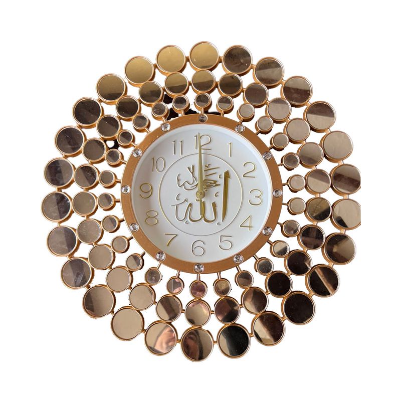 GENERICO - Reloj De Pared Elegante Espejo Sala Comedor Hogar 45cm Dorado