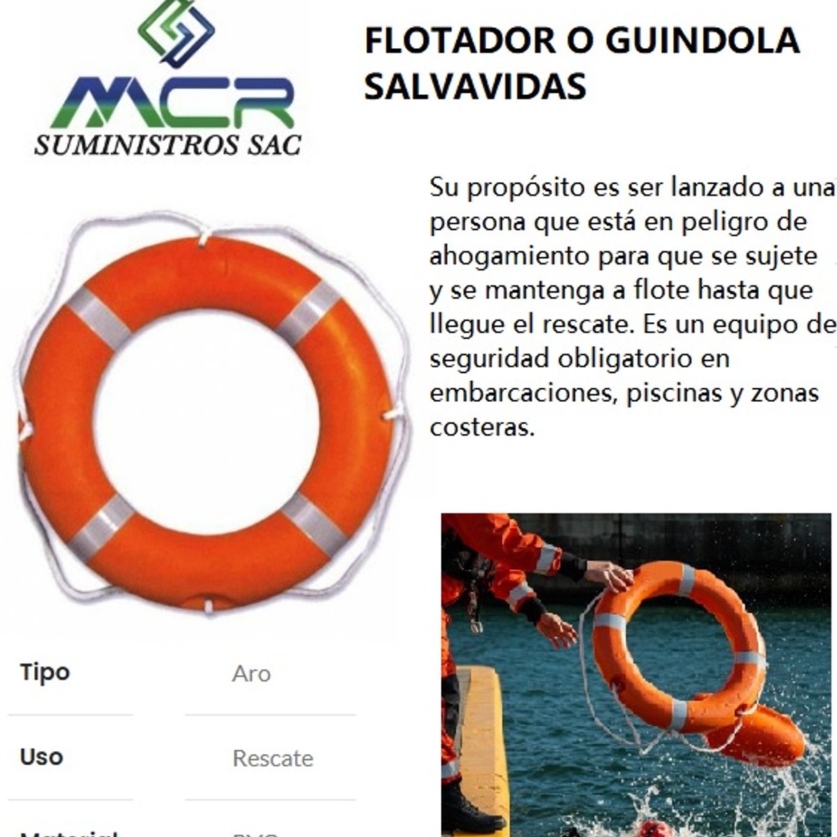 GENERICO - FLOTADOR ARO U GUINDOLA SALVAVIDAS