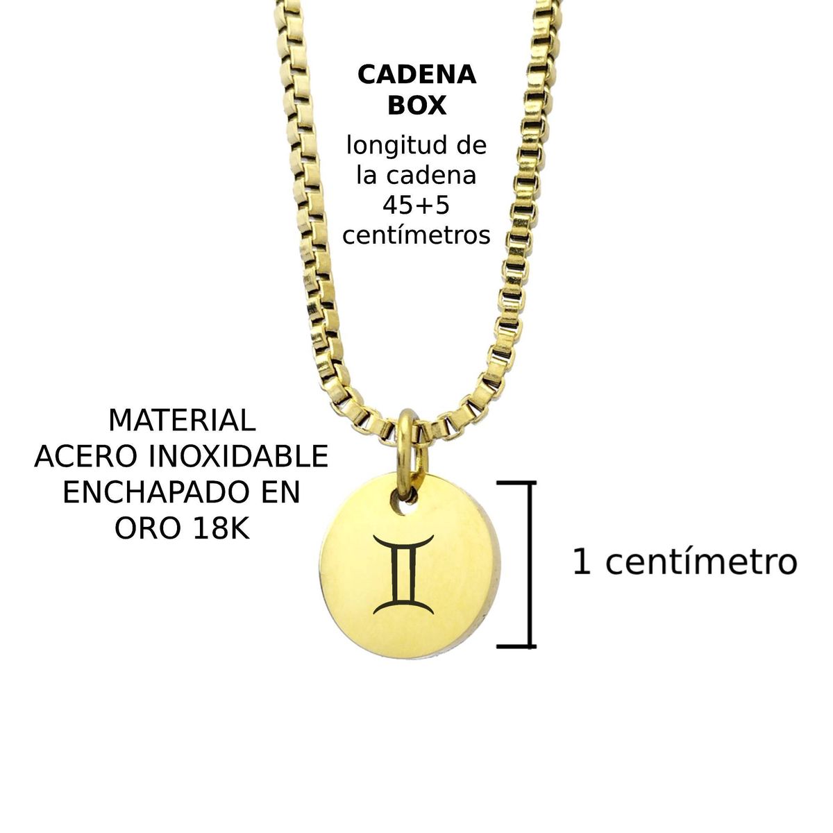 GENERICO - Collar Signo Geminis Dorado Enchapado en Oro 18k para mujer