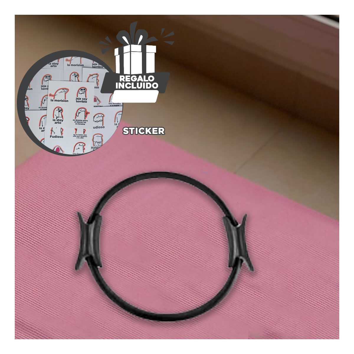 GENERICO - Aro para Pilates de 40 cm en Negro Y+Regalo Stickers