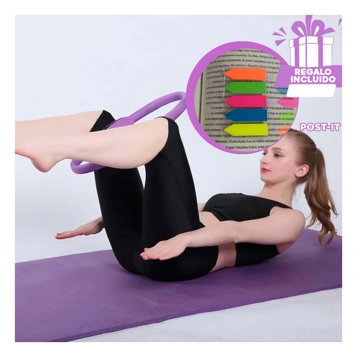 GENERICO - Pack6 Aro de Yoga de 40 cm en Morado Y+Banderitas Adhesivas