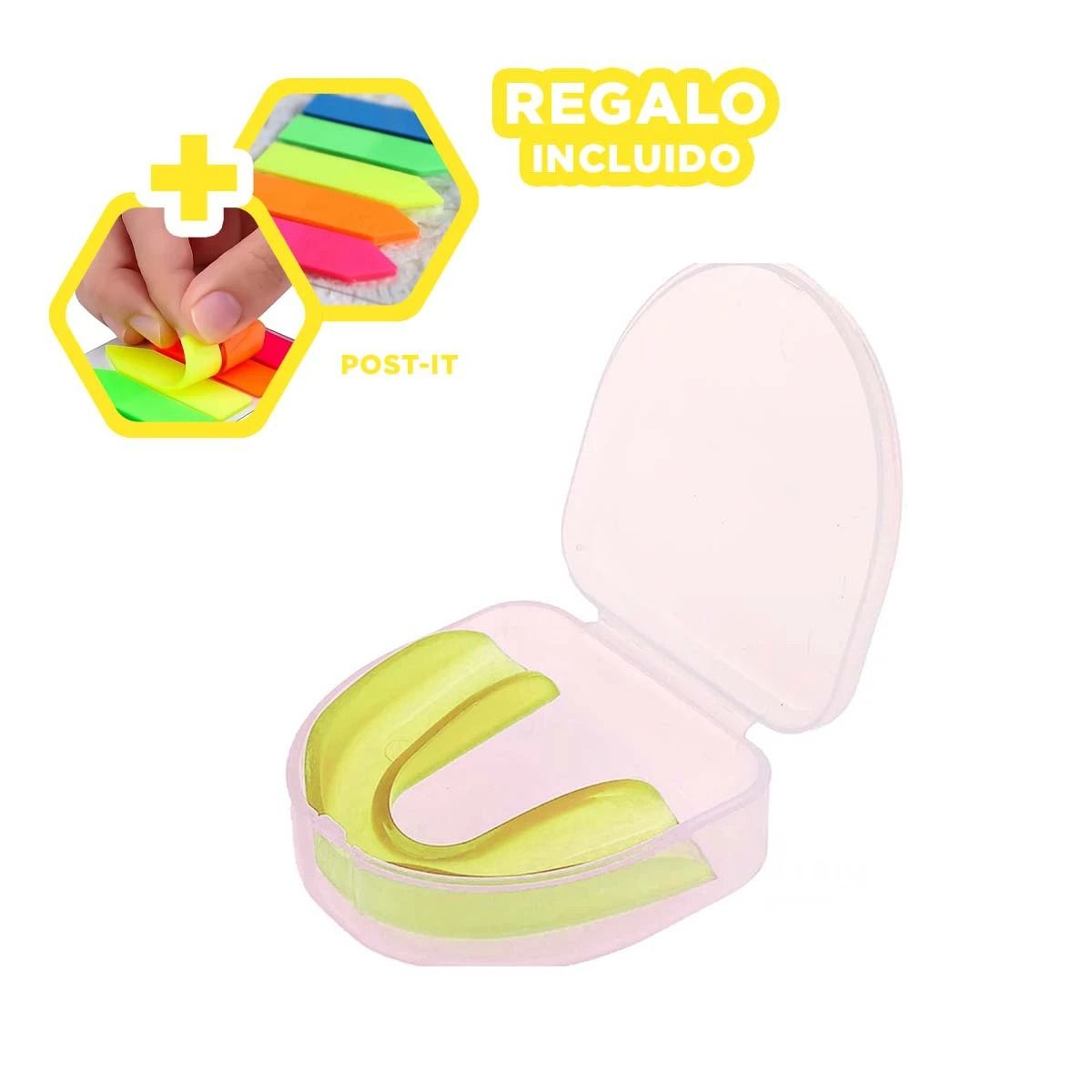 GENERICO - Pack6 Bucal de Silicona en Amarillo Y+Banderitas Adhesivas