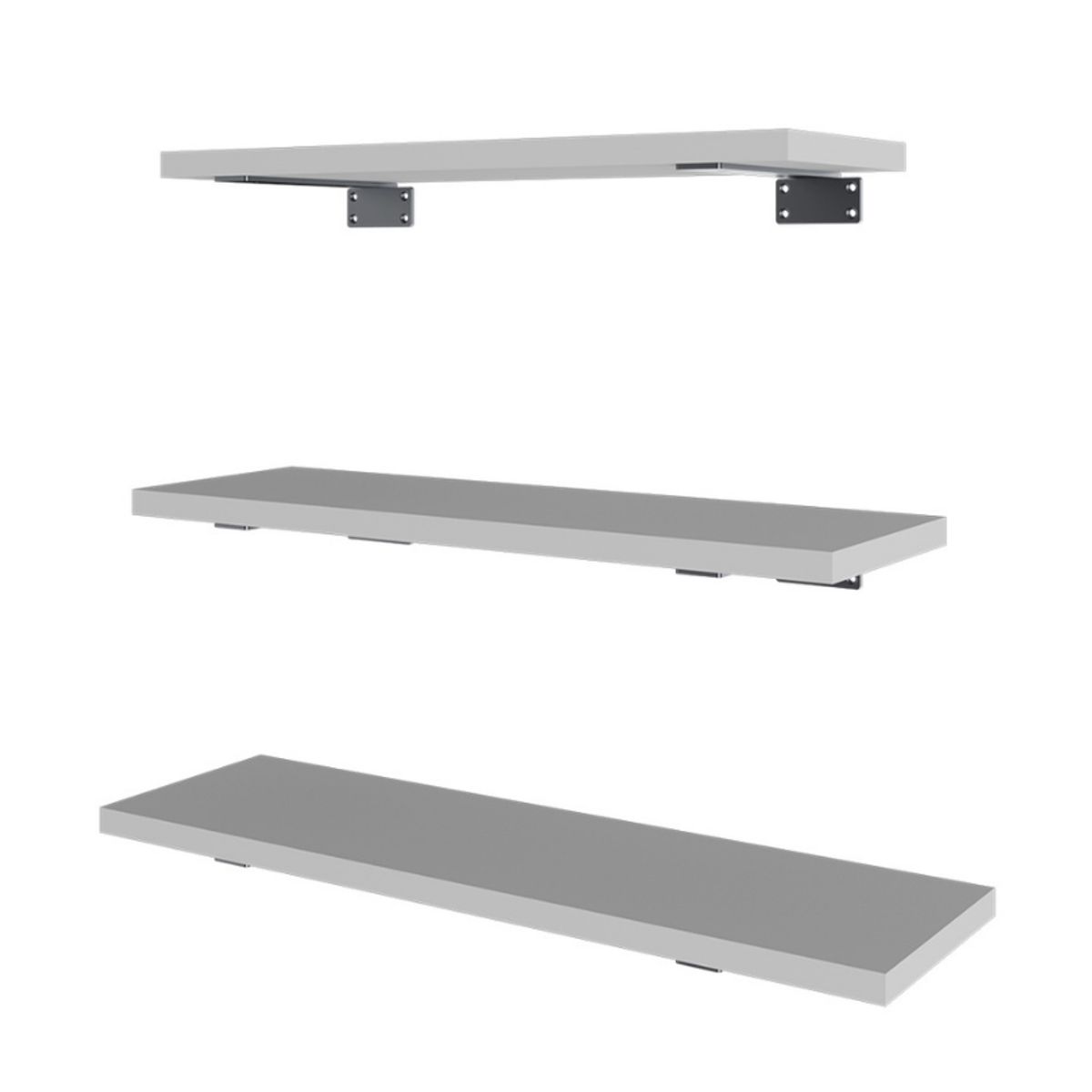 GENERICO - REPISAS FLOTANTES CON SOPORTE SET DE 3 - SOLAR WHITE