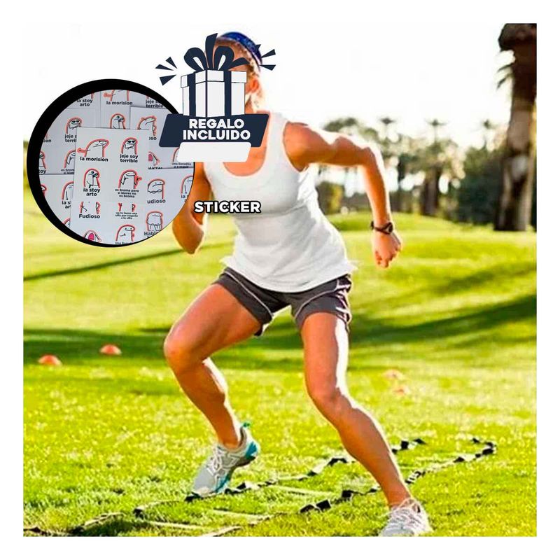 GENERICO - Escalera Portatil para Entrenar en Negro Y+Regalo Stickers