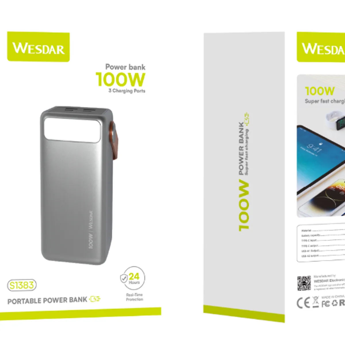 WESDAR - Wesdar-Powerbank Laptop tablet Teléfono con linterna PD 100W 50000mAh