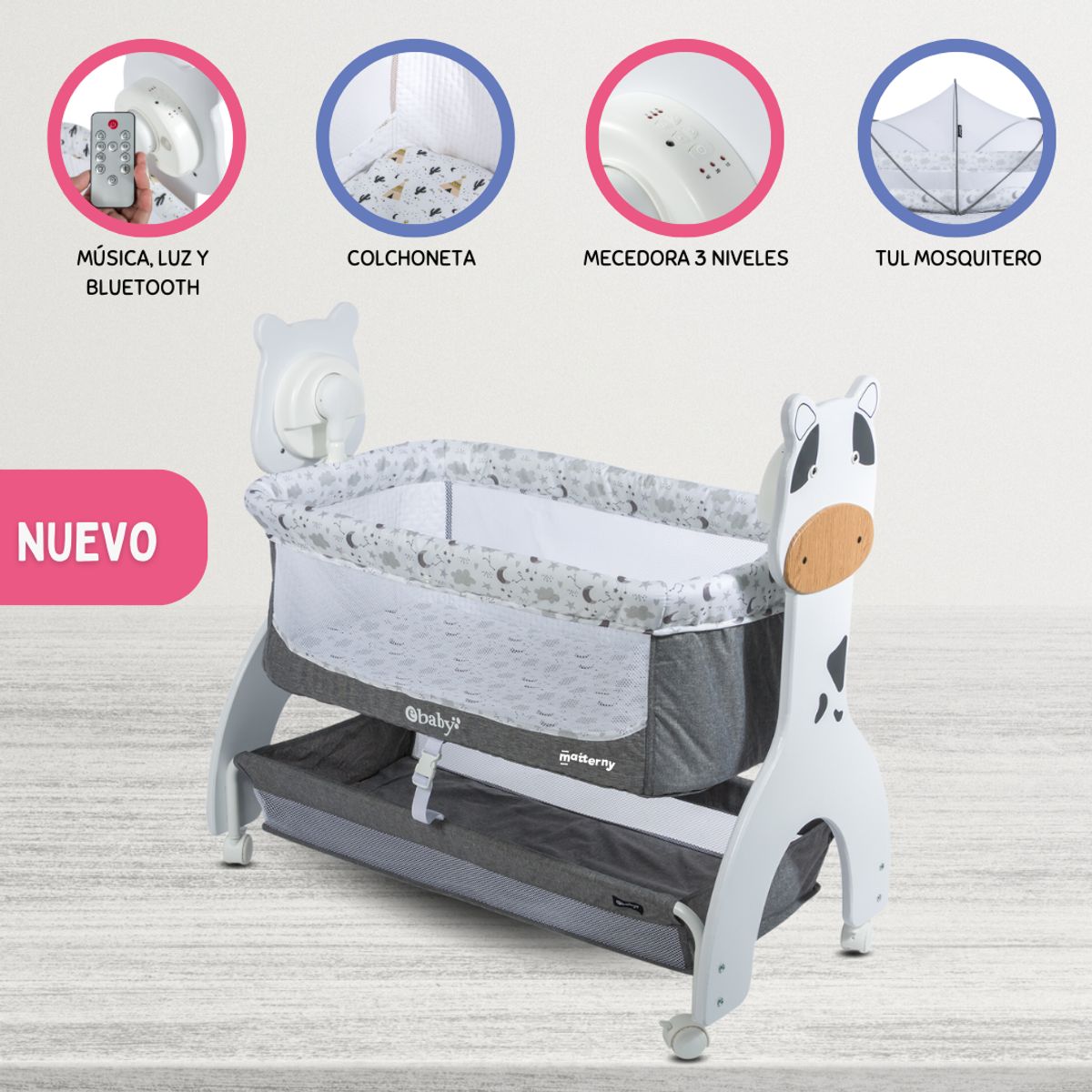EBABY - Cuna Colecho para Bebe «AURA» Gray