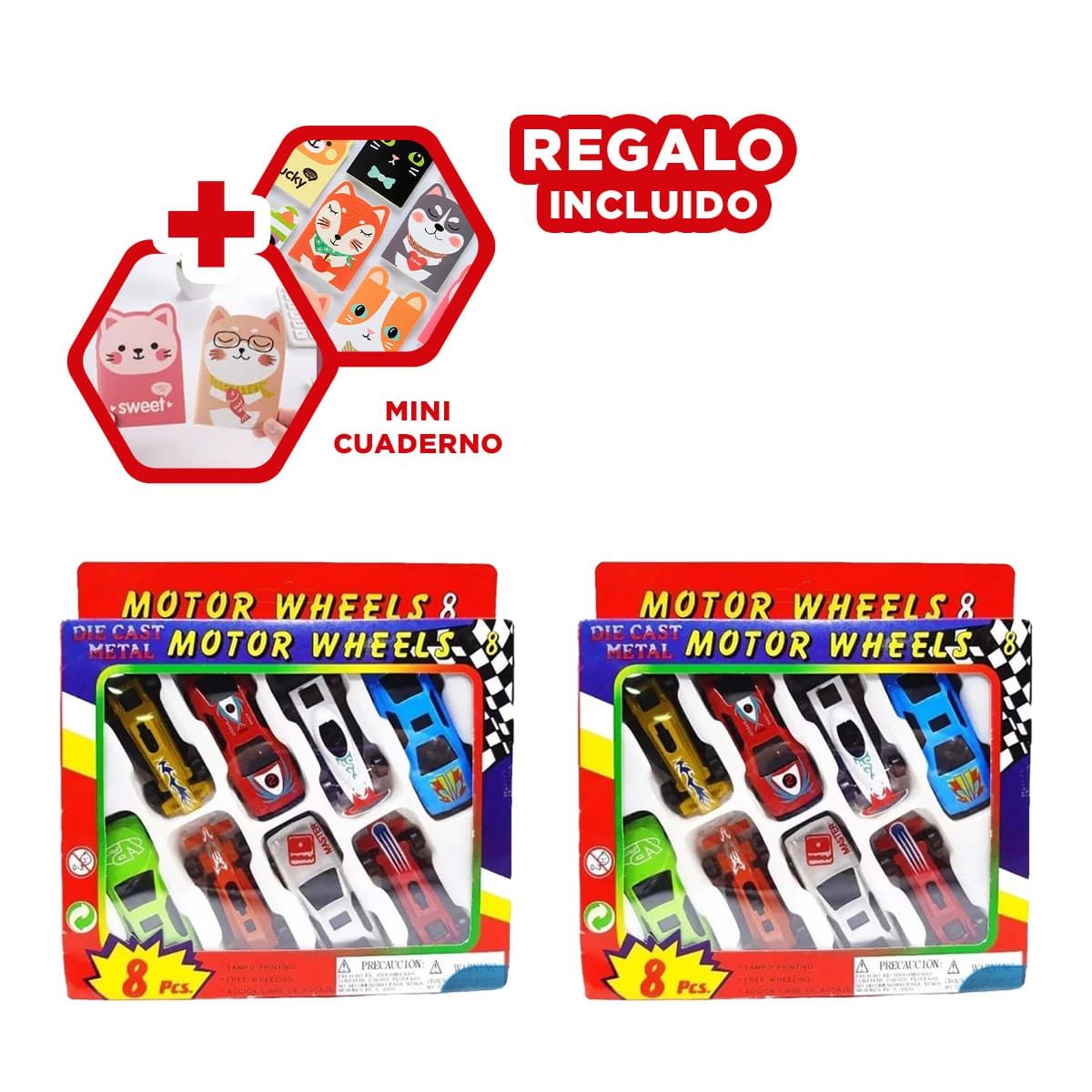GENERICO - Carritos de Colores Diferentes 8 Piezas Y+Regalo Agendita