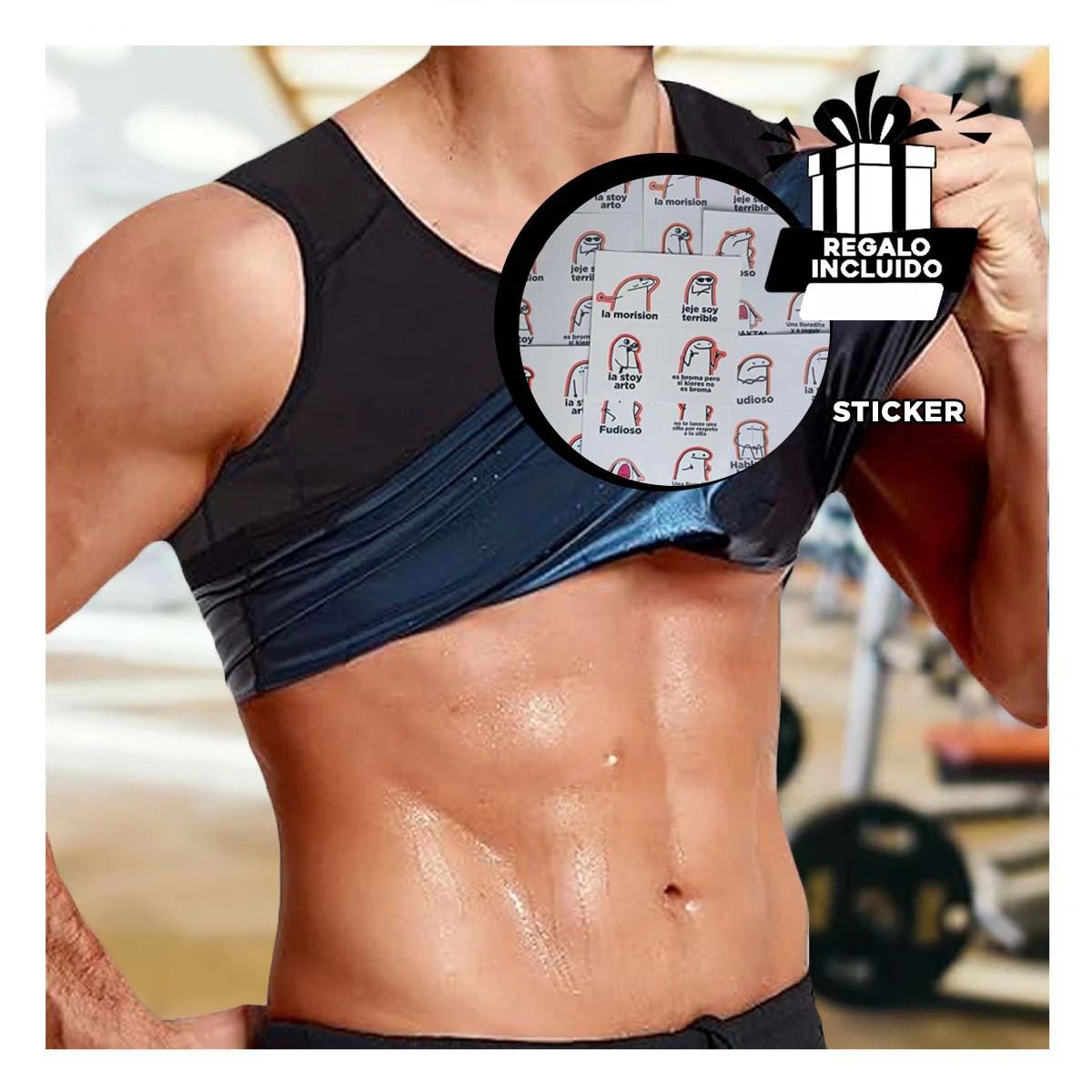 GENERICO - Faja Adaptable y Ligera de Talla SM Negro Y+Regalo Stickers