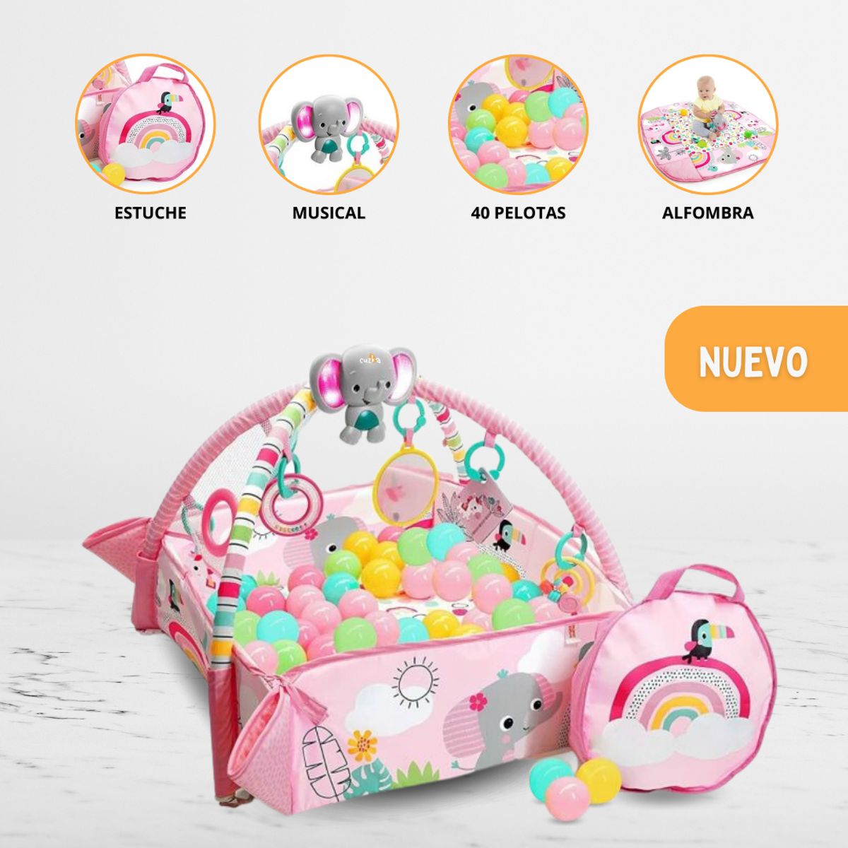 CUZKA - Gimnasio 5 en 1 para Bebé «TU FORMA DE JUGAR A LA PELOTA»
