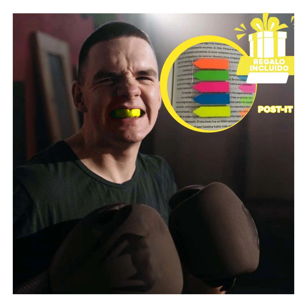 GENERICO - Pack12 Dentadura de Silicona Amarillo Y+Banderitas Adhesivas